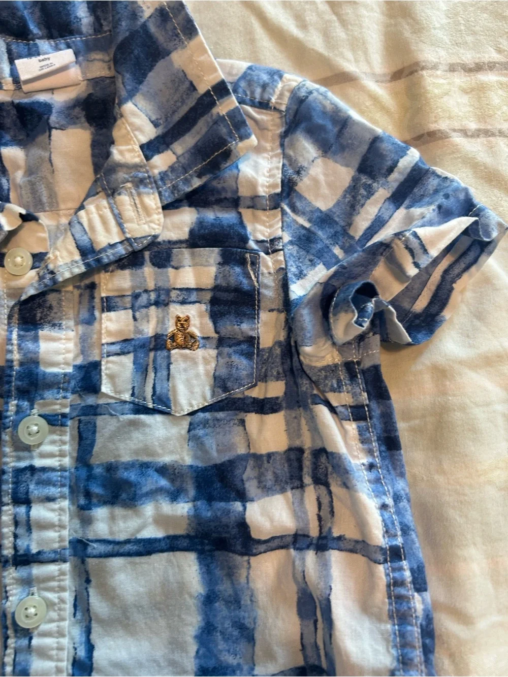 Baby GAP Bundle Green Leaf-Print 12-18 & Blue Plaid Button-Front 18-24 Rompers